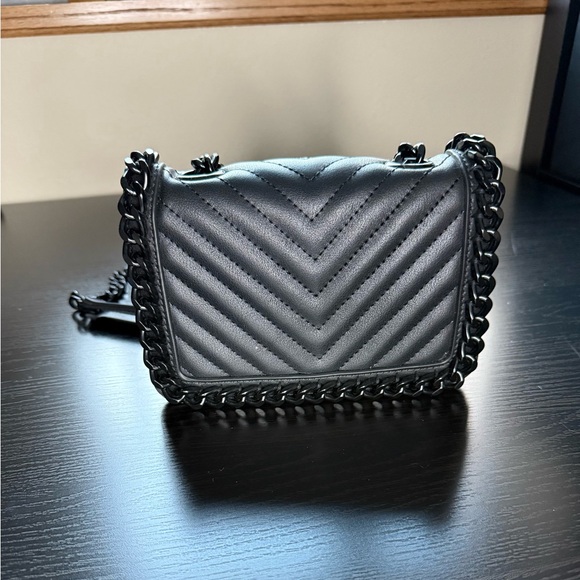 Aldo Handbags - ALDO Black Quilted Chevron Crossbody Bag Matte Black Chain Strap
